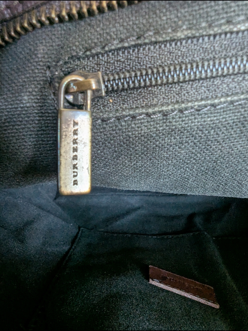 Burberry Beige Plaid Tote with Dark Brown Leather Trim - Picture 11 of 15